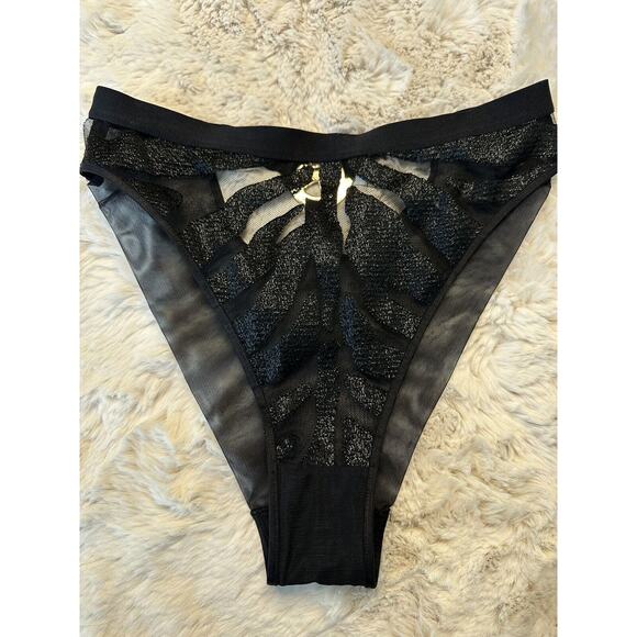 Honey Birdette PRUDENCE🖤 Black Zebra Cheeky Brazilian Brief XS